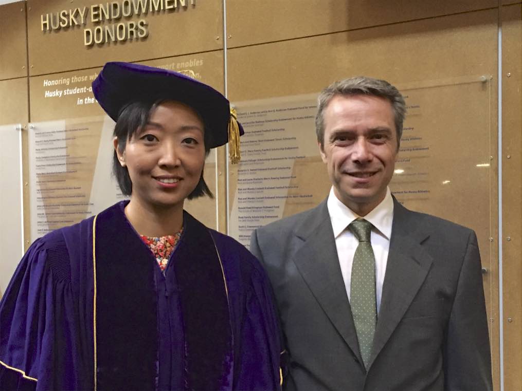 Yuyin and Dieter at UW CSE PhD ceremony.